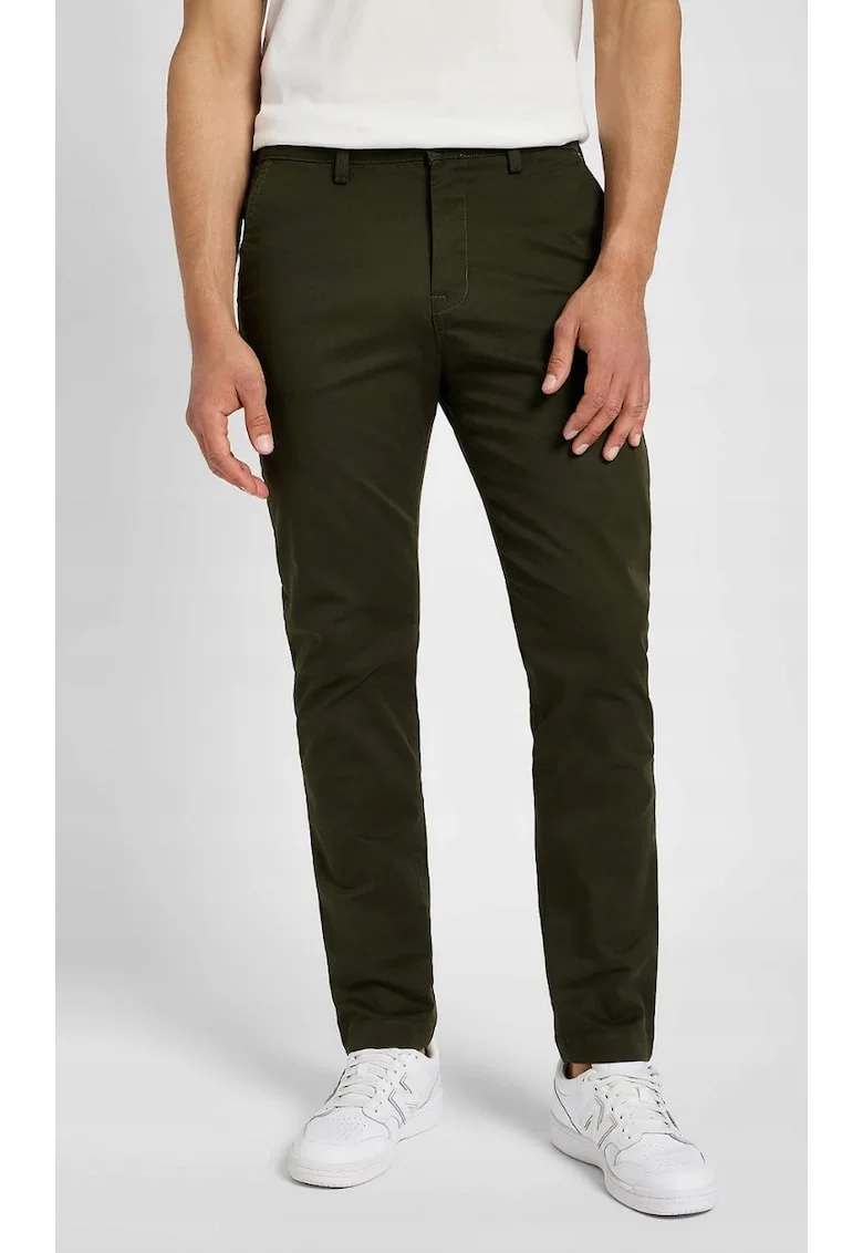 Pantaloni chino  slim, catifea, verde inchis, bumbac,