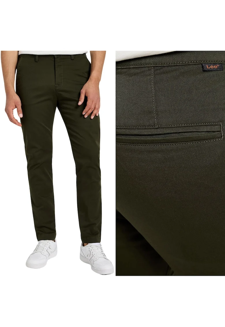 Pantaloni chino  Slim Chino conici, bumbac, L32, Verde