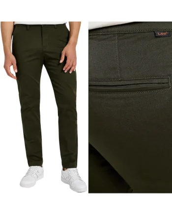Pantaloni chino  Slim Chino conici, bumbac, L32, Verde