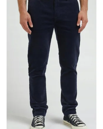 Pantaloni chinos  Slim Chino din catifea albastra, croiala slim, talie usor ridicata