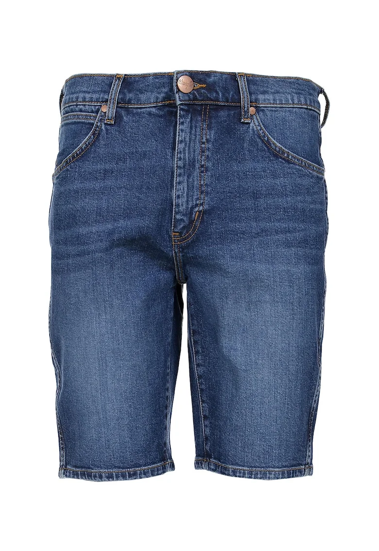 Pantaloni scurti din denim cu aspect decolorat, Albastru inchis