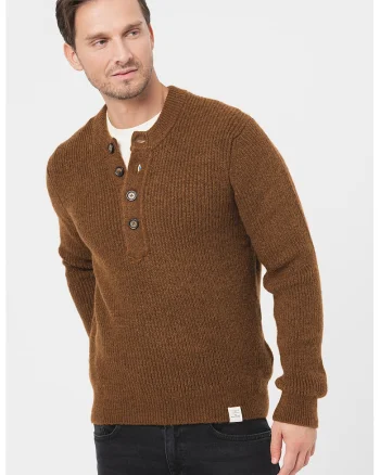 Pulover tricotat cu decolteu henley Emil, Maro