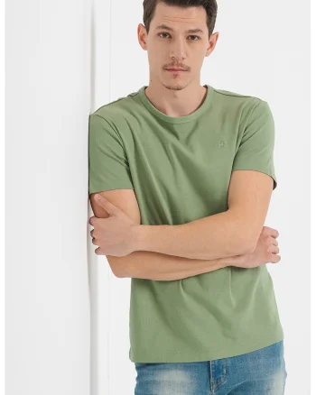 Tricou din bumbac cu decolteu rotund Allen, Verde aquamarin