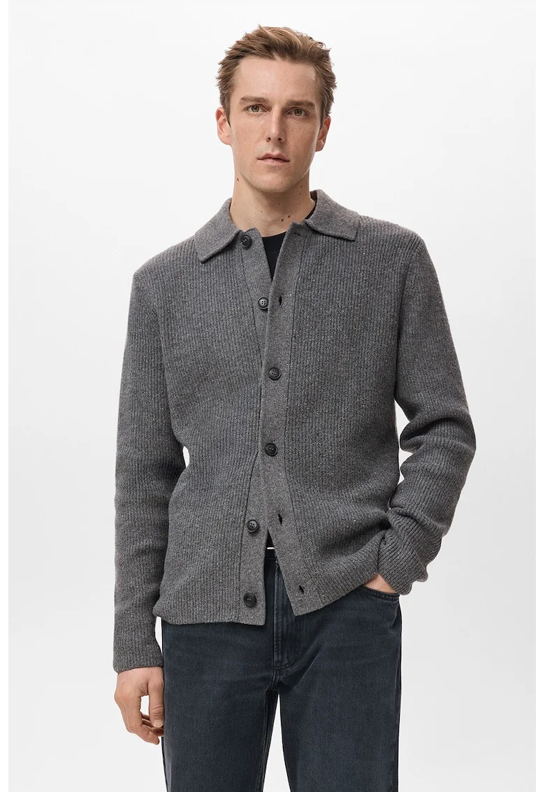 Cardigan din amestec de lana, Gri antracit