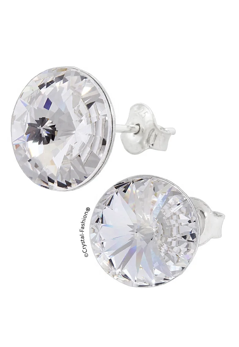 Cercei Argint 925 cu cristale Swarovski® Rivoli 10mm surub Crystal Clear