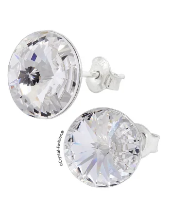 Cercei Argint 925 cu cristale Swarovski® Rivoli 10mm surub Crystal Clear