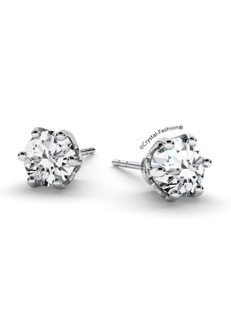 Cercei Argint 925 cu Cristale Swarovski® Crown Chaton 6mm surub