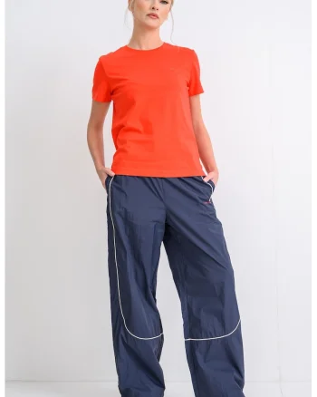 Tricou din bumbac cu logo brodat, Rosu