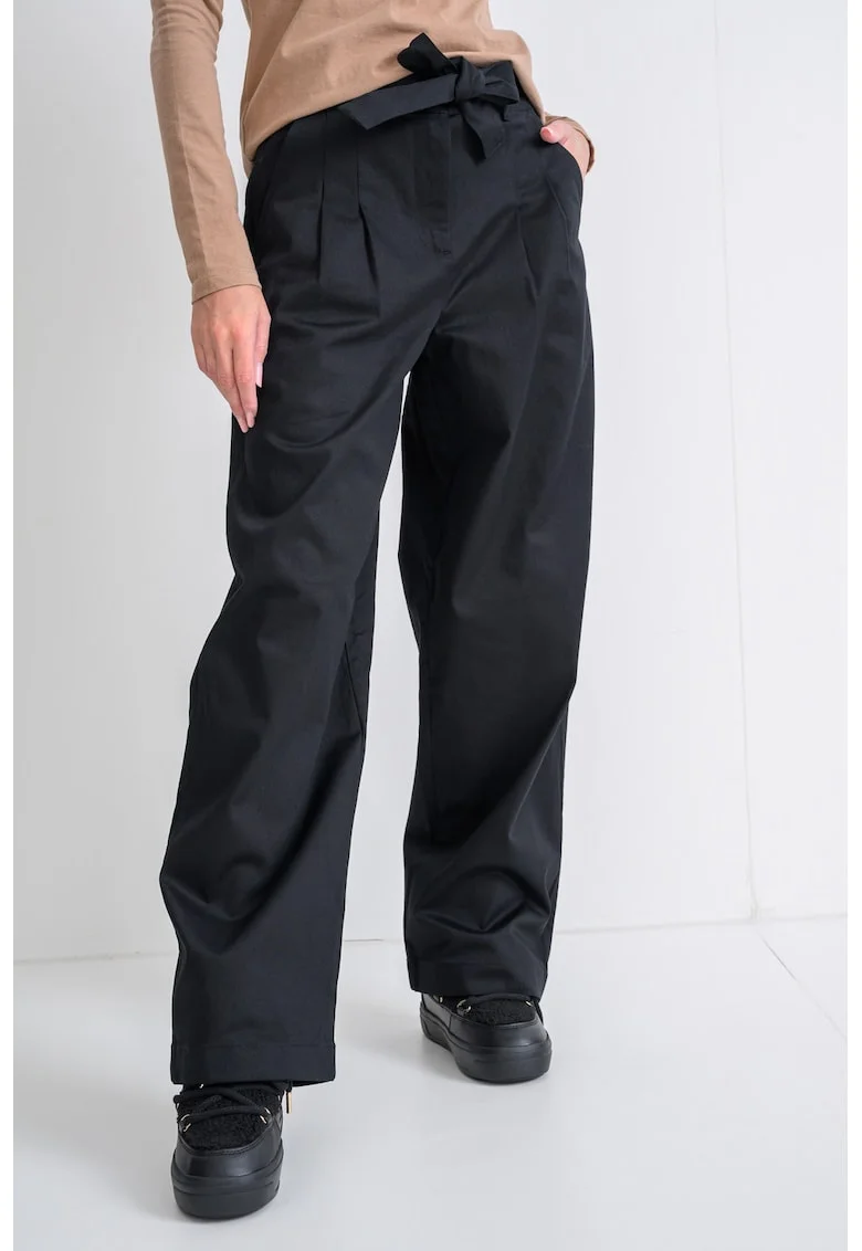 Pantaloni lejeri cu snur de ajustare asortat, Negru