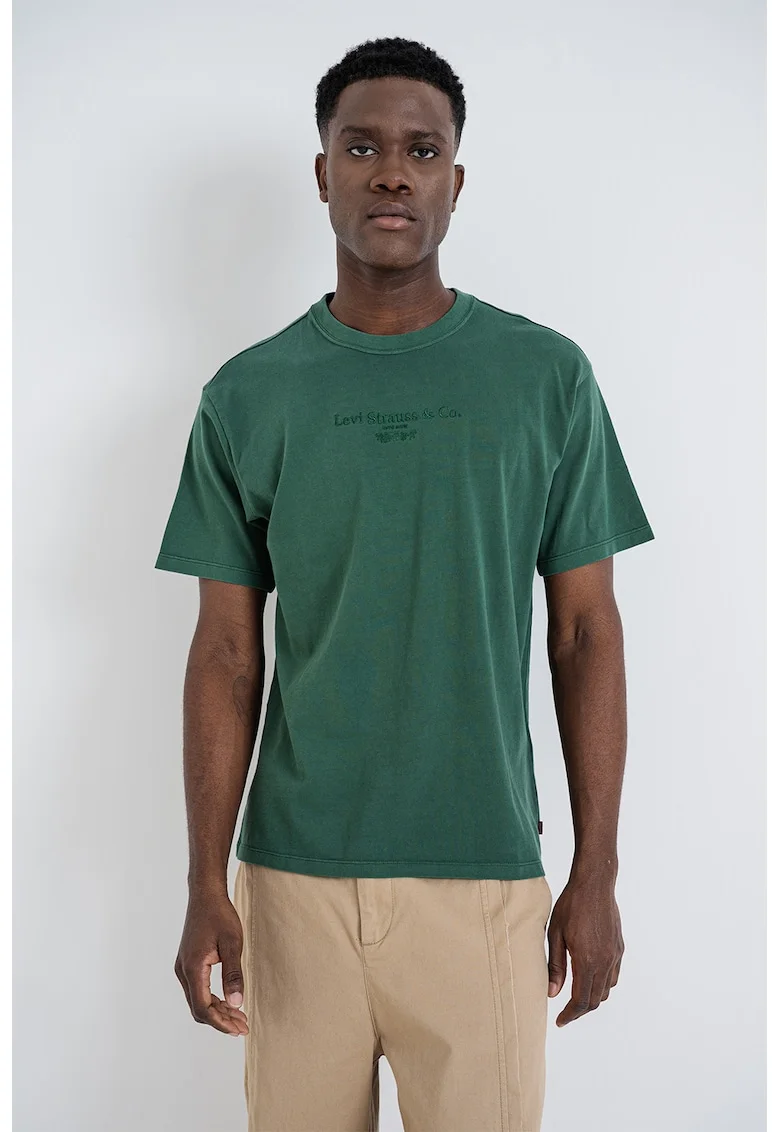 Tricou de bumbac cu logo Vintage, Verde sparanghel