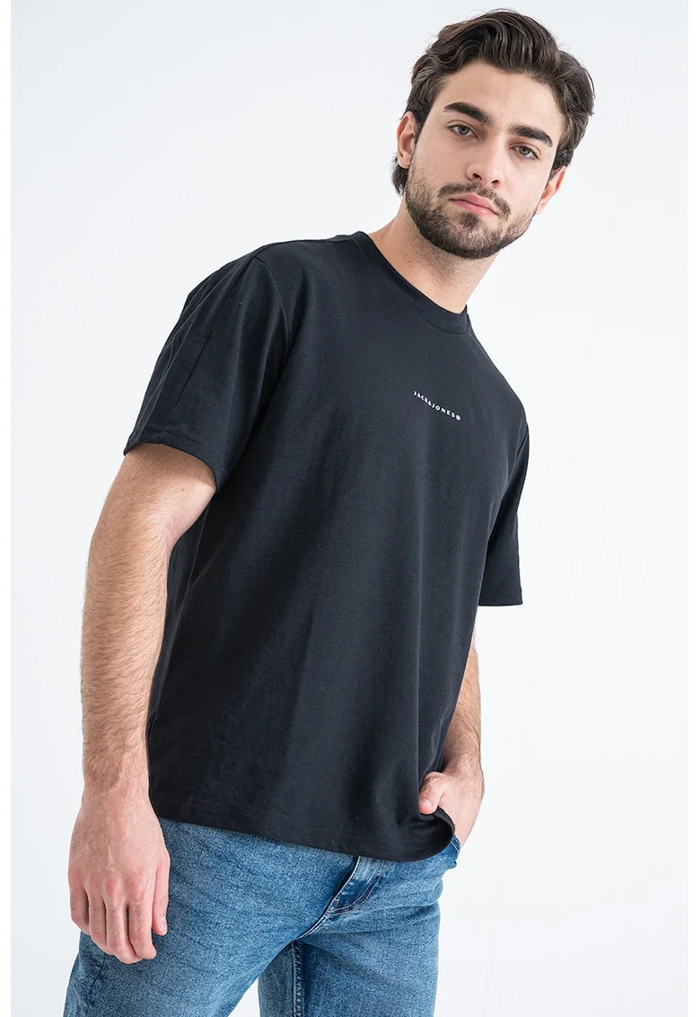 Tricou din amestec de bumbac cu imprimeu pe partea din spate, Negru/Gri