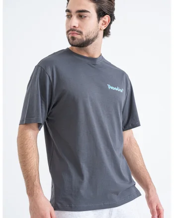 Tricou din bumbac cu imprimeu grafic pe partea din spate, Portocaliu/Albastru/Gri inchis