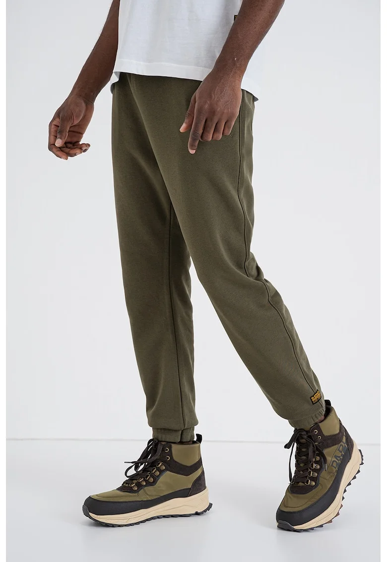 Pantaloni de trening din amestec de bumbac organic, Kaki inchis