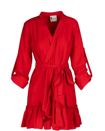 Rochie petrecuta cu mansete late si volan Red, Rosu