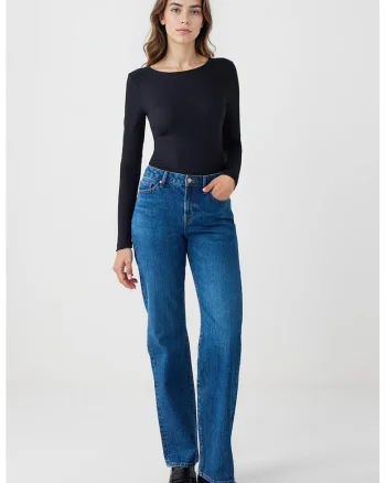 Blugi regular fit cu talie inalta, Albastru royal