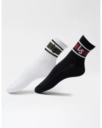 Set de sosete scurte unisex - 2 perechi, Alb/Negru