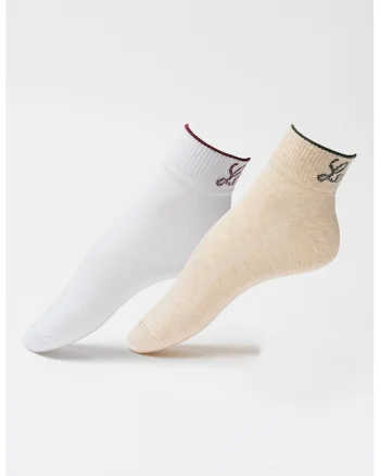 Set de sosete scurte unisex - 2 perechi, Alb optic/Crem