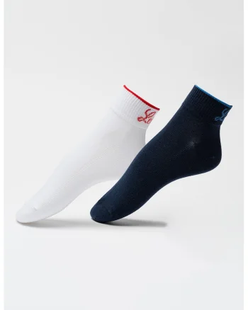 Set de sosete scurte unisex - 2 perechi, Alb/Bleumarin