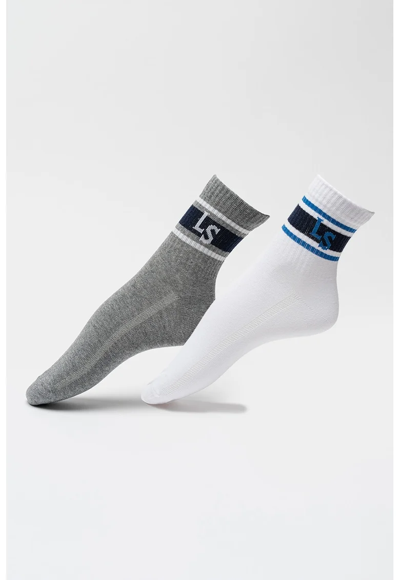 Set de sosete scurte unisex - 2 perechi, Alb/Gri melange