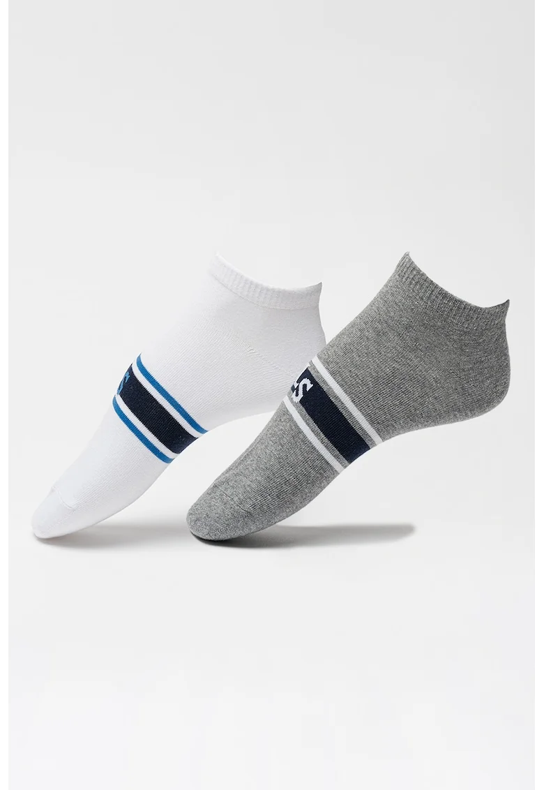 Set de sosete unisex pana la glezna - 2 perechi, Alb/Gri melange