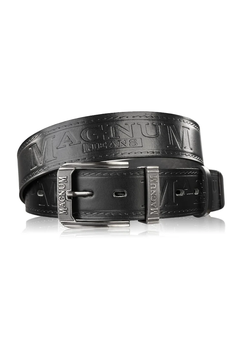 Curea pentru pantaloni din piele pentru barbati Brodrene Magnum MAG-09, Negru