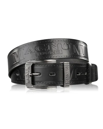 Curea pentru pantaloni din piele pentru barbati Brodrene Magnum MAG-09, Negru