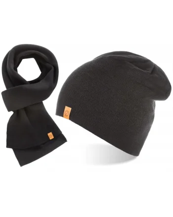 Set caciula si fular barbati Brodrene, Acril, Negru