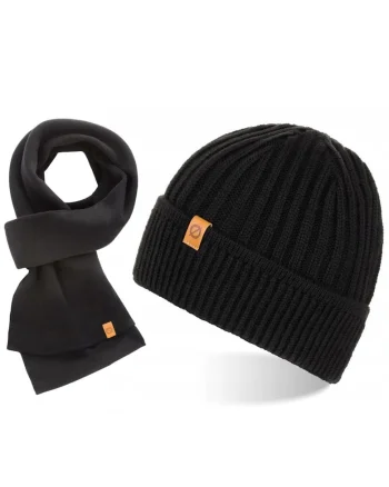 Set caciula cu fular barbati Brodrene, Acril, Negru