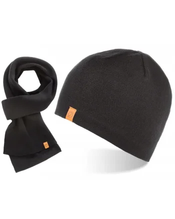Set caciula cu fular barbati Brodrene, Acril, Negru