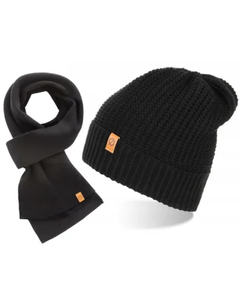 Set caciula si fular barbati Brodrene, Acril, Negru