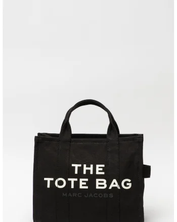 Geanta tote medie cu imprimeu logo si bareta detasabila The Canvas, Alb/Negru, 27x33x15