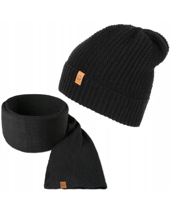 Set caciula si fular barbati Brodrene, Acril, Negru