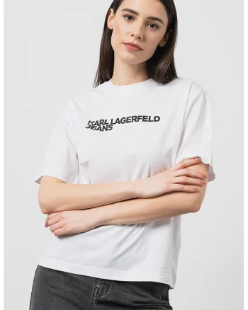 Tricou de bumbac organic cu logo, Alb/Negru stins