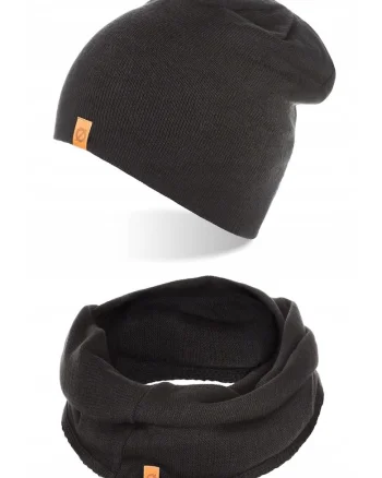 Set caciula cu fular barbati Brodrene, Acril, Negru