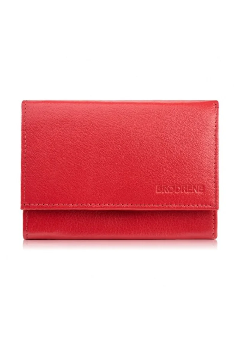 Portofel de dama din piele, Brodrene G-25, RFID 13x10x4, rosu