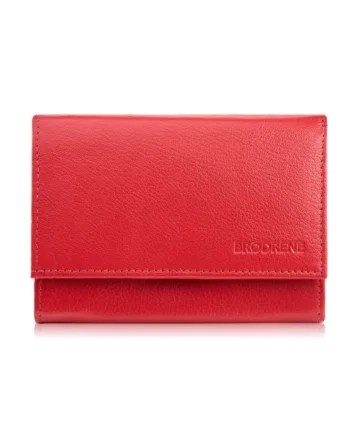 Portofel de dama din piele, Brodrene G-25, RFID 13x10x4, rosu