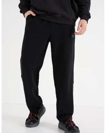 Pantaloni drepti de trening cu snur, Negru