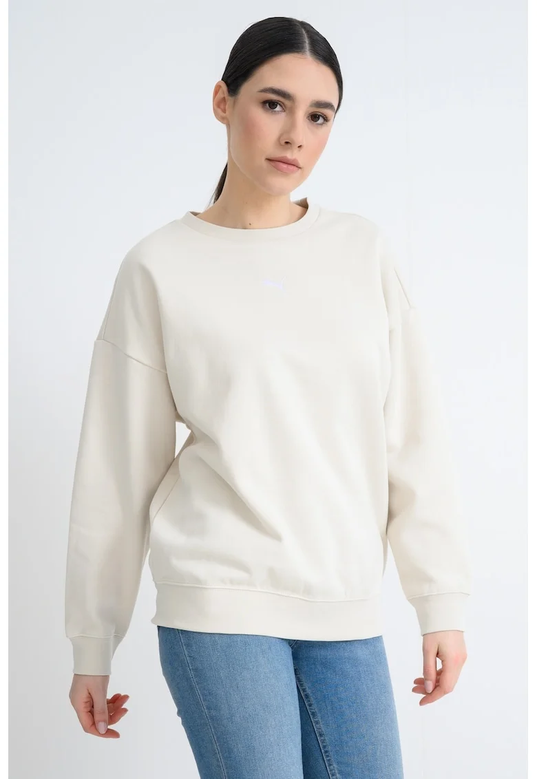 Bluza de trening supradimensionata cu maneci cazute Essentials, Crem