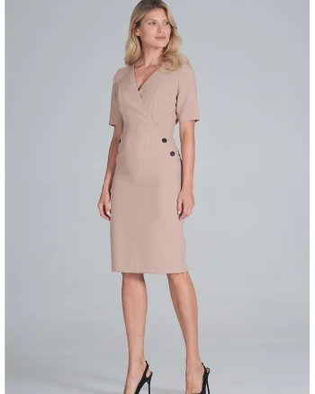 Rochie mini dama Guirdin M851 bej, Bej