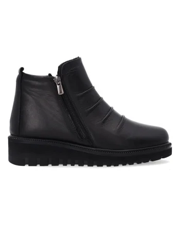 Ghete din piele cu talpa wedge si fermoar