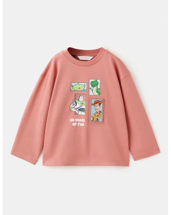 Bluza din bumbac cu imprimeu Toy Story, Verde/Coral