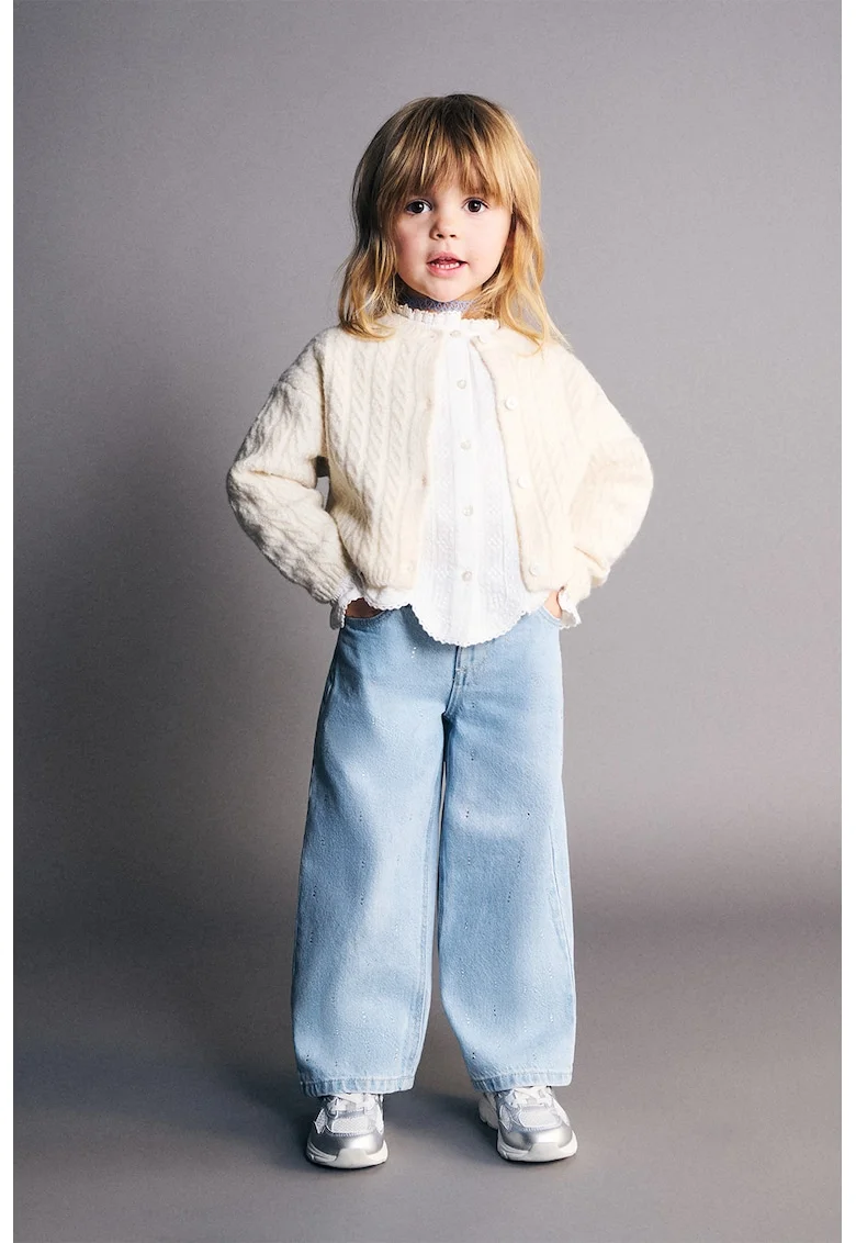 Cardigan cu maneci cazute si design torsade, Bej