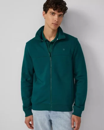 Bluza sport cu guler inalt si fermoar, Regular fit, Verde