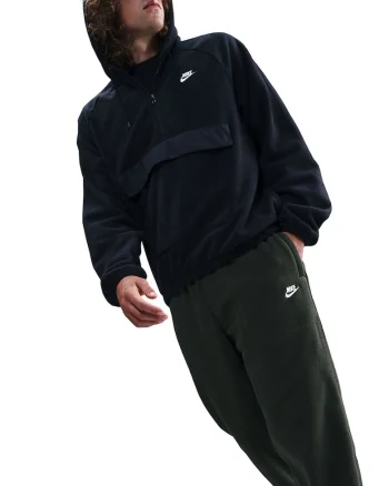 Pantaloni de trening din material fleece cu talie ajustabila Club, Alb/Verde inchis