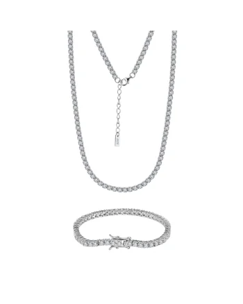Set Colier si Bratara Tennis  3mm, Argint 925