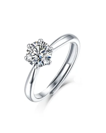Inel  Sofia cu Diamant Moissanite 1ct, Argint 925, Marime Ajustabila