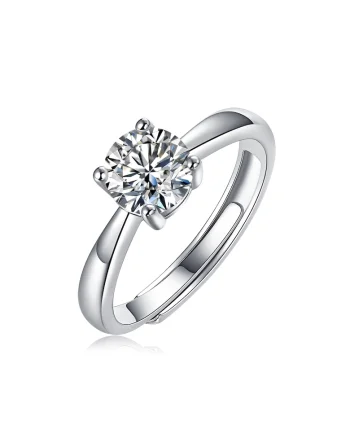 Inel Logodna cu Diamant Moissanite, Argint 925, Marime Ajustabila