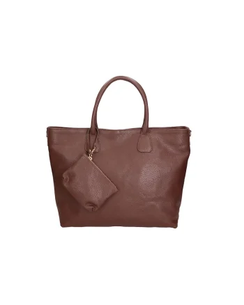 Geanta tote de piele cu etui detasabil, Maro inchis