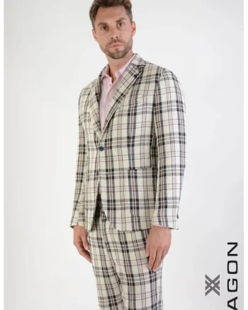 Sacou regular fit, cu inchidere la un singur rand de nasturi si imprimeu in dungi