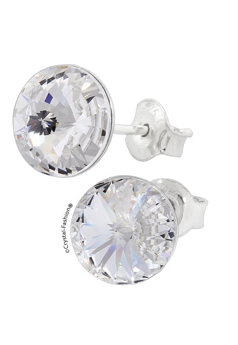 Cercei Argint 925 cu cristale Swarovski® Rivoli 6mm surub Crystal Clear
